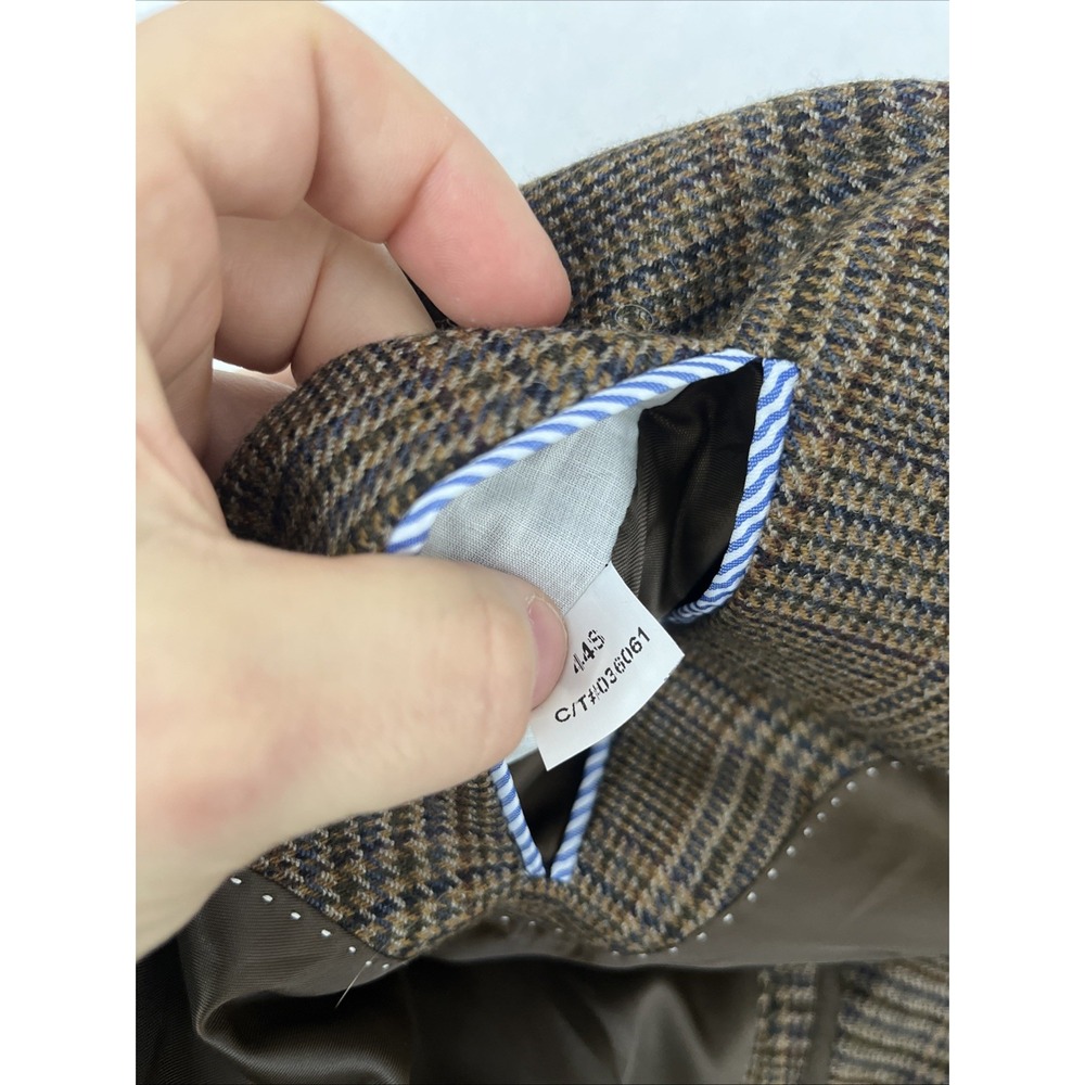 Tommy Hilfiger Plaid Check Wool Blazer Sport Coat Men 44S Elbow Patch Half Lined - Picture 7 of 7